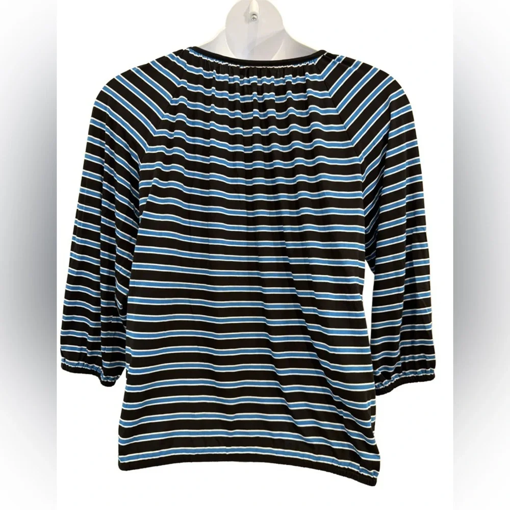 Michael Kors Black and Blue Striped Blouse